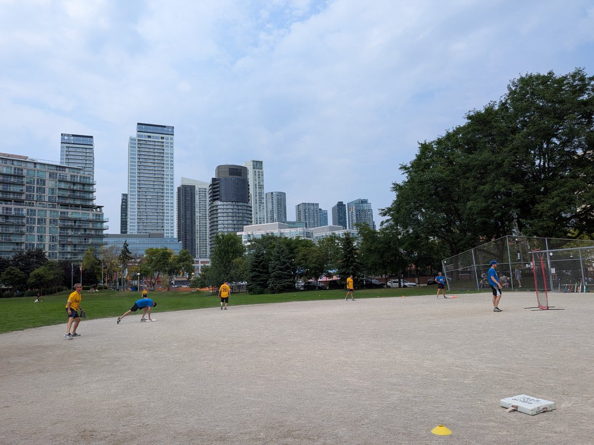 noahmcparker's tweet photo. Our first game back at Little Norway after learning our home diamond won't be paved over any time soon!

A big thanks to @JoshMatlow for his support of our Save Little Norway petition.  As we pass $60k raised for @DailyBreadTO - we're excited to keep up fundraising ♥️💪 #onpoli https://t.co/byxJ8E7678