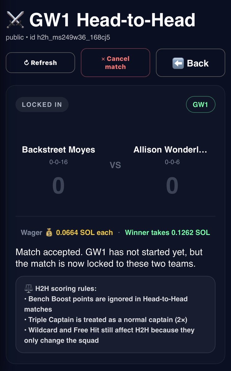 ffbgame's tweet photo. βοΈ First #FFBGame H2H on #Solana βοΈ
π° $5 entry
π GW1 - winner takes all
βοΈβπ₯ On chain payout
π Think youβre a good fantasy manager? Put it to the test
https://t.co/ZzA0iUH6V5
#SolanaCommunity #SolanaGaming #PremierLeague #FPL #FPLCommunity https://t.co/yPWZW6mGIz