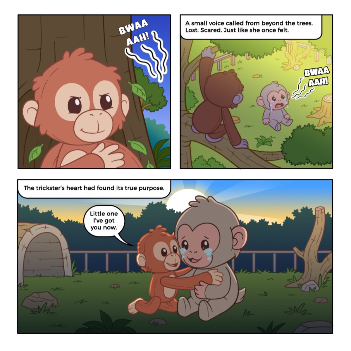 Punch_on_sol's tweet photo. The Adventures of Punch &amp; Oran-Mama 🐒. Issue: 1  

Oran-Mama Backstory: "The Trickster's Quiet Heart" https://t.co/4O01PPKNc7