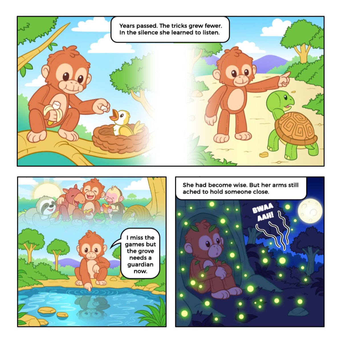 Punch_on_sol's tweet photo. The Adventures of Punch &amp; Oran-Mama 🐒. Issue: 1  

Oran-Mama Backstory: "The Trickster's Quiet Heart" https://t.co/4O01PPKNc7