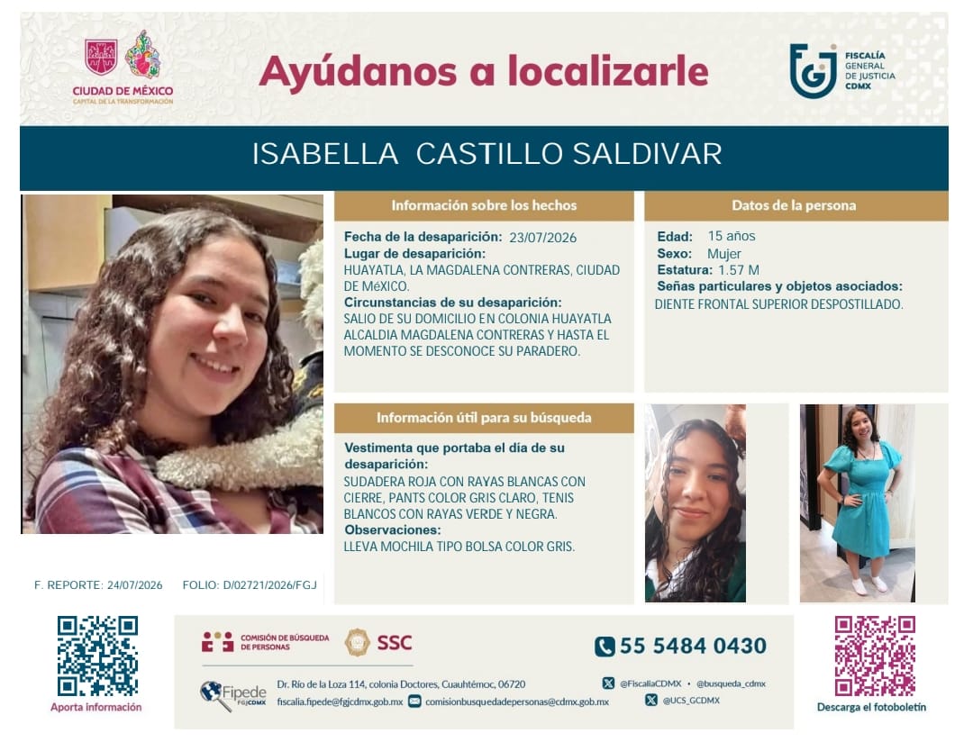 greginaperez's tweet photo. @AreliPaz Comparto la ficha actualizada de mi sobrina. Favor de seguir apoyando a difundir. Gracias 🙌🏼

#buscandoaIsabella https://t.co/THVRB5hopV