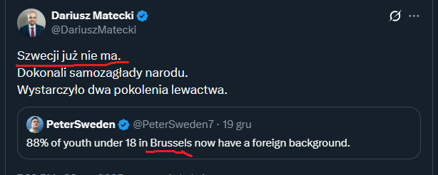 koneser_misia's tweet photo. Szwecji już nie ma synu 😭😭😭 (To jest Bruksela baranie, i ten wpis on usunął) https://t.co/YmFDFZtmr2