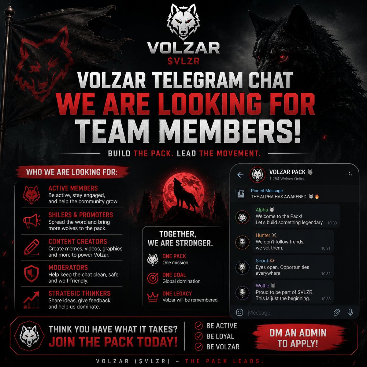 VolzarCoin's tweet photo. 🚀 VOLZAR IS RECRUITING.
Looking for active community members, moderators, creators, and promoters.

#memecoin #solana #crypto #web3 https://t.co/YDFoGmSVyZ