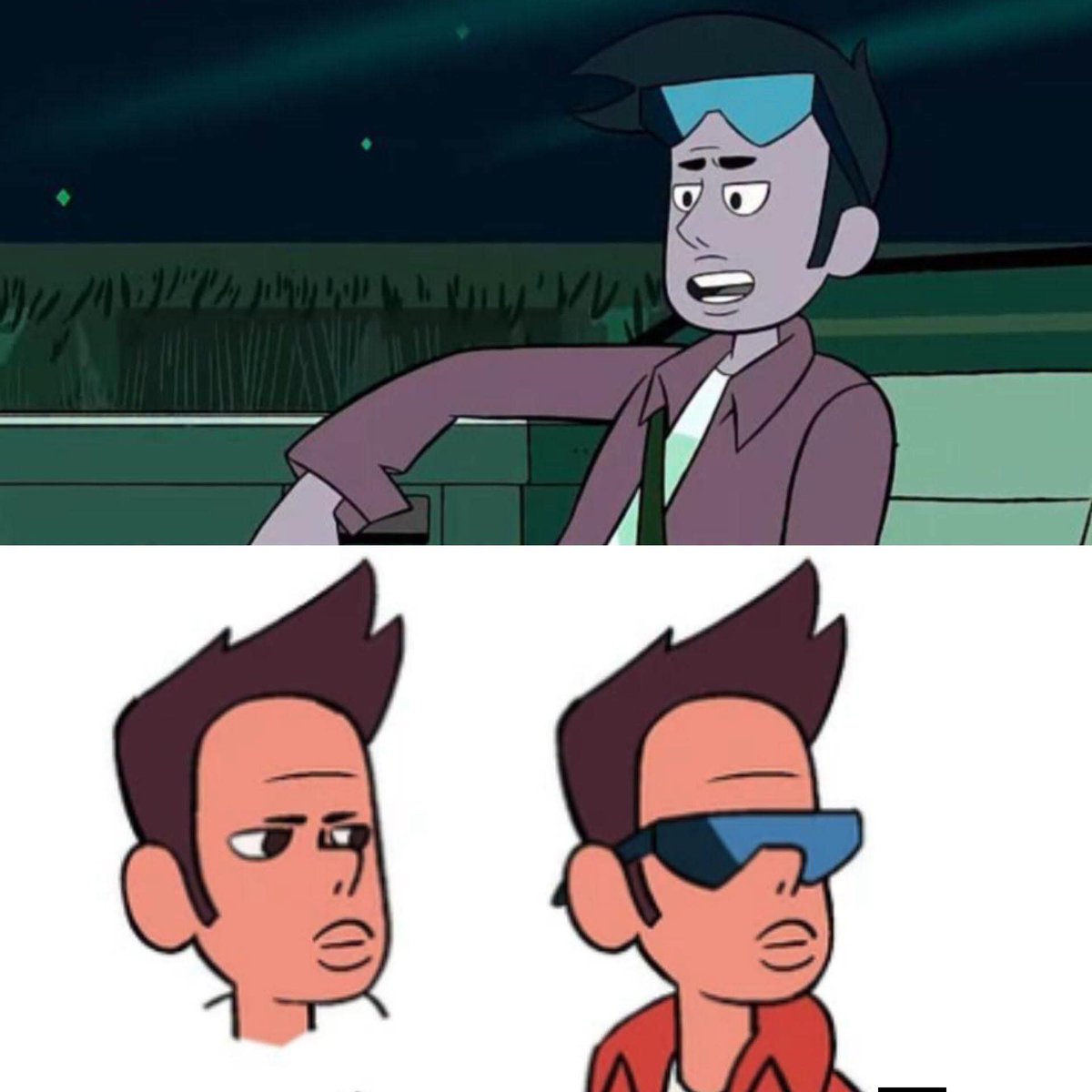 ShamashYT's tweet photo. Así es como se ve Buck Dewey sin sus gafas que suele llevar.

Serie- Steven Universe. https://t.co/2aQTciTcf4
