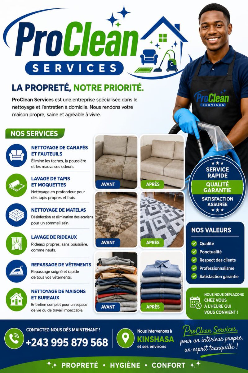 Bokolama7's tweet photo. 🚨🚨

Sans bouger de chez vous."*
- *"Marre de repasser ? On récupère, on repasse, on ramène."*
- *"Tache de jus sur le fauteuil ? Appelez avant qu’elle s’incruste."*
- *"ProClean arrive, et la saleté part. C’est tout."* https://t.co/bvrTxAGLgX