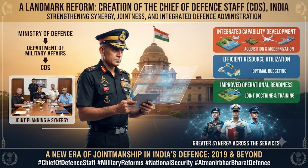 NSTimes_IN's tweet photo. Chief of Defence Staff

In 2019, India created the post of the Chief of Defence Staff (CDS) and established the Department of Military Affairs to improve jointness among the three Services.

#CDS #MilitaryAffairs #India https://t.co/sq6nhQUD0D