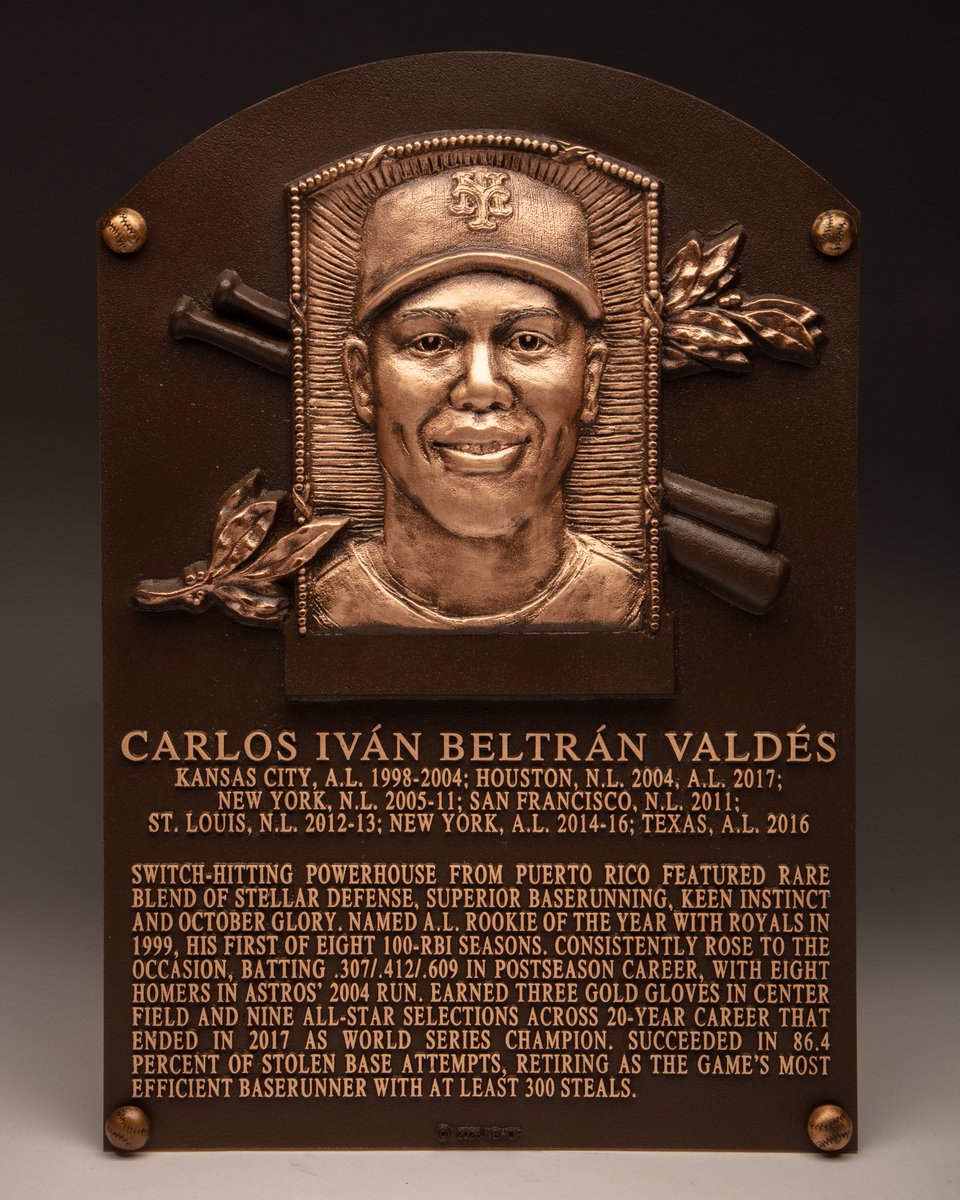 SNY_Mets's tweet photo. Carlos Beltrán's Hall of Fame plaque 🧡💙

(via @baseballhall) https://t.co/7gt4qDSjKS