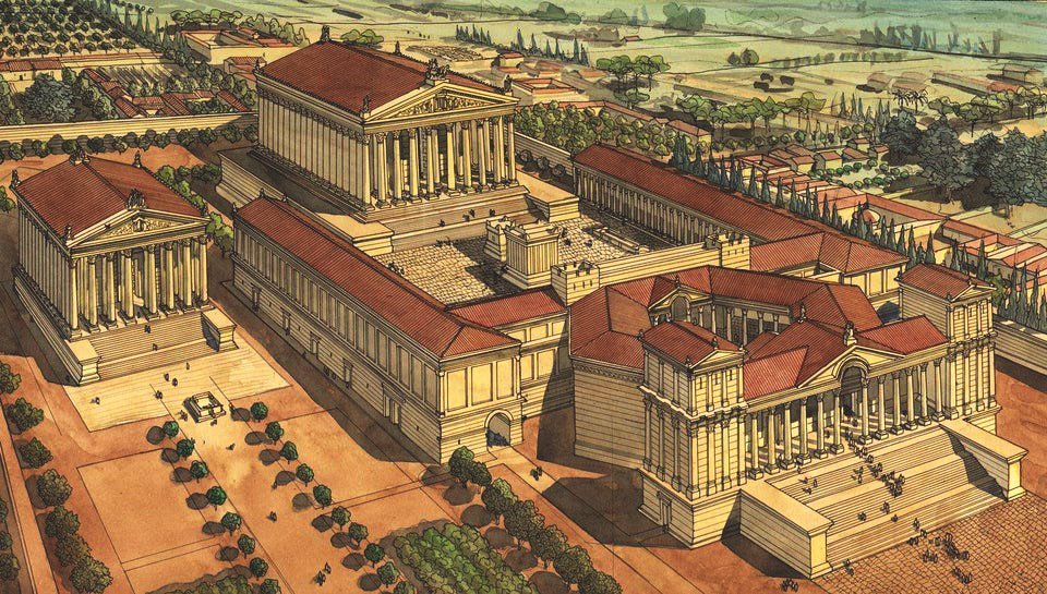 Daily_Hist01's tweet photo. 🏺The largest Roman temple ever built stood far beyond Italy, deep in Lebanon’s Beqaa Valley. 

Built atop an ancient Phoenician shrine to the storm and sun god Baal, the Temple of Jupiter at Baalbek was largely completed around 60 AD during the reign of Nero, with expansions continuing through the rule of Caracalla. 

At its peak, the structure reached over 110 feet in height equivalent to a 10-story building. 

Its towering columns remain widely considered the tallest classical pillars ever erected in the Roman Empire, easily dwarfing those of the Pantheon and the Roman Forum.