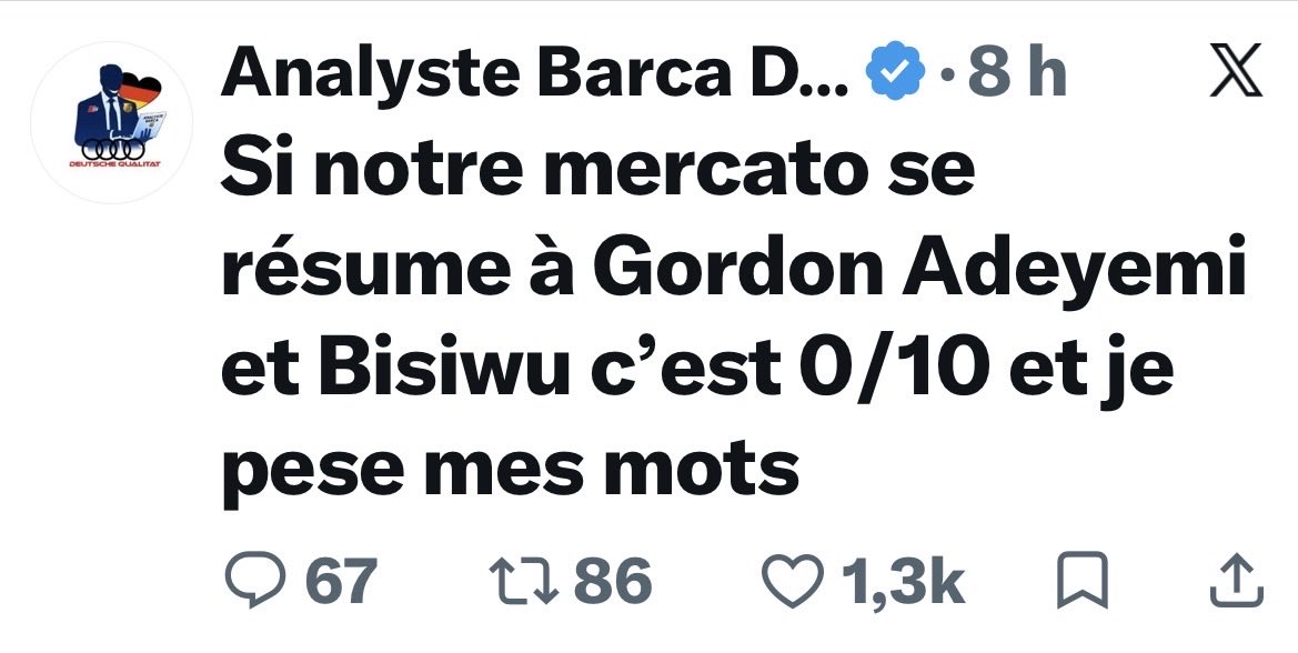 fandeFCB's tweet photo. Nous sommes encore en juillet et pourtant le 🦠 vous dit qu’avec Gordon Adeyemi et Bisiwu, le mercato est de 0/10
En fait il n’est heureux que quand le Barça va mal et même quand le Barça avance, il fabrique de mauvaises nouvelles pour continuer à taper

Une 💩 de 🦠 toxique 🤦🏻 https://t.co/Sr2DQoiLd7