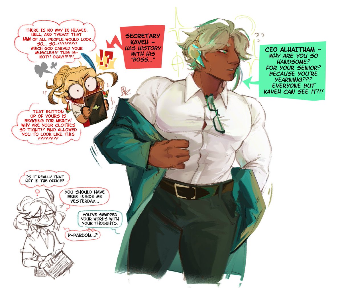 AlienDeck9's tweet photo. NSFW ? 🔞 , 🌱🏛️

CEO Alhaitham and Secretary Kaveh? Served. 

#Haikaveh https://t.co/SEgFDF58Is