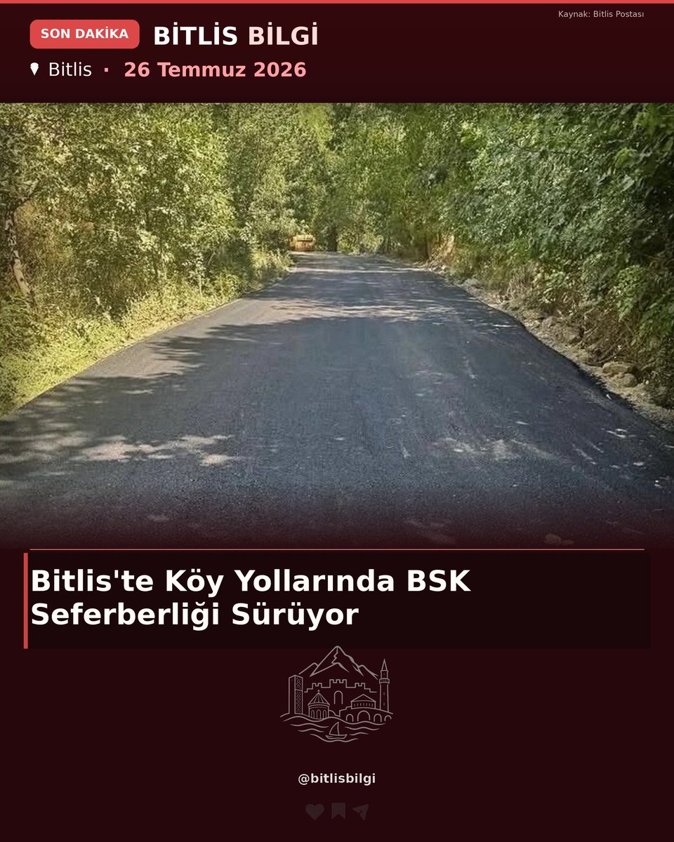 bitlisbilgi's tweet photo. ↵Bitlis İl Özel İdaresi, kırsal ulaşım altyapısını güçlendirmek amacıyla Bitümlü Sıcak Karışım (BSK) yol yapım çalışmalarını aralıksız sürdürüyor. https://t.co/bT080nWWZZ