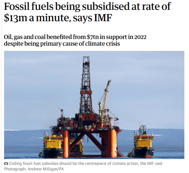 radiogirl985's tweet photo. "The IMF said ending the subsidies should be the centrepiece of #ClimateAction & would put the world on track to restrict global heating to below 2C, as well as preventing 1.6M air pollution deaths a year & increasing government revenues by trillions of dollars."
#fossilfuels https://t.co/wgPqMAB4Bw