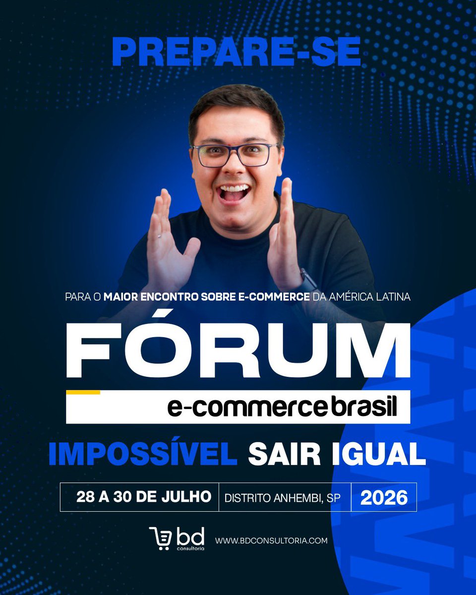 DaroltBruno's tweet photo. ✨ Prepare-se para uma experiência que pode mudar a forma como você enxerga o e-commerce.

✅ O Fórum E-Commerce Brasil 2026 reúne os maiores especialistas, as principais marcas e as estratégias que estão definindo o futuro do mercado digital. https://t.co/rX7LgRXUnF