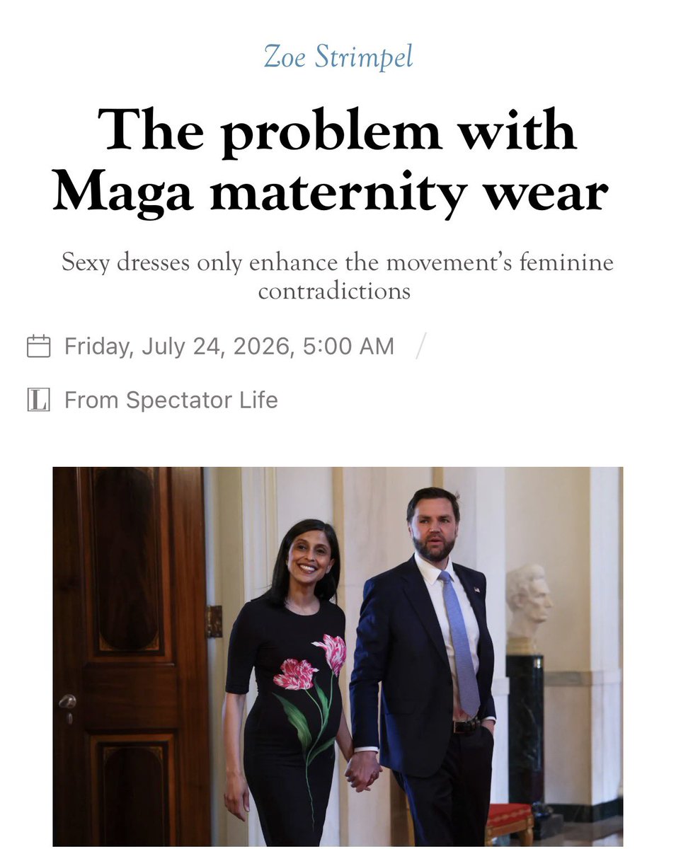 Notwokenow's tweet photo. Let me help ya out here, Zoe. 

See, in the mind of the leftist woman, women have the right to do, wear, or say anything, EXCEPT be conservative. 

Suddenly body shaming is ok- if it’s a pregnant conservative who isn’t hiding her pregnancy. 

Now it’s liberal women who want to lock away pregnant women and prevent them from being seen in public. 

But rest assured, if this hag saw Usha Vance wearing a giant dress that hid her baby belly, this woman would accuse JD Vance of hiding his wife’s less than svelte figure. 

What an ugly person. Inside and out.