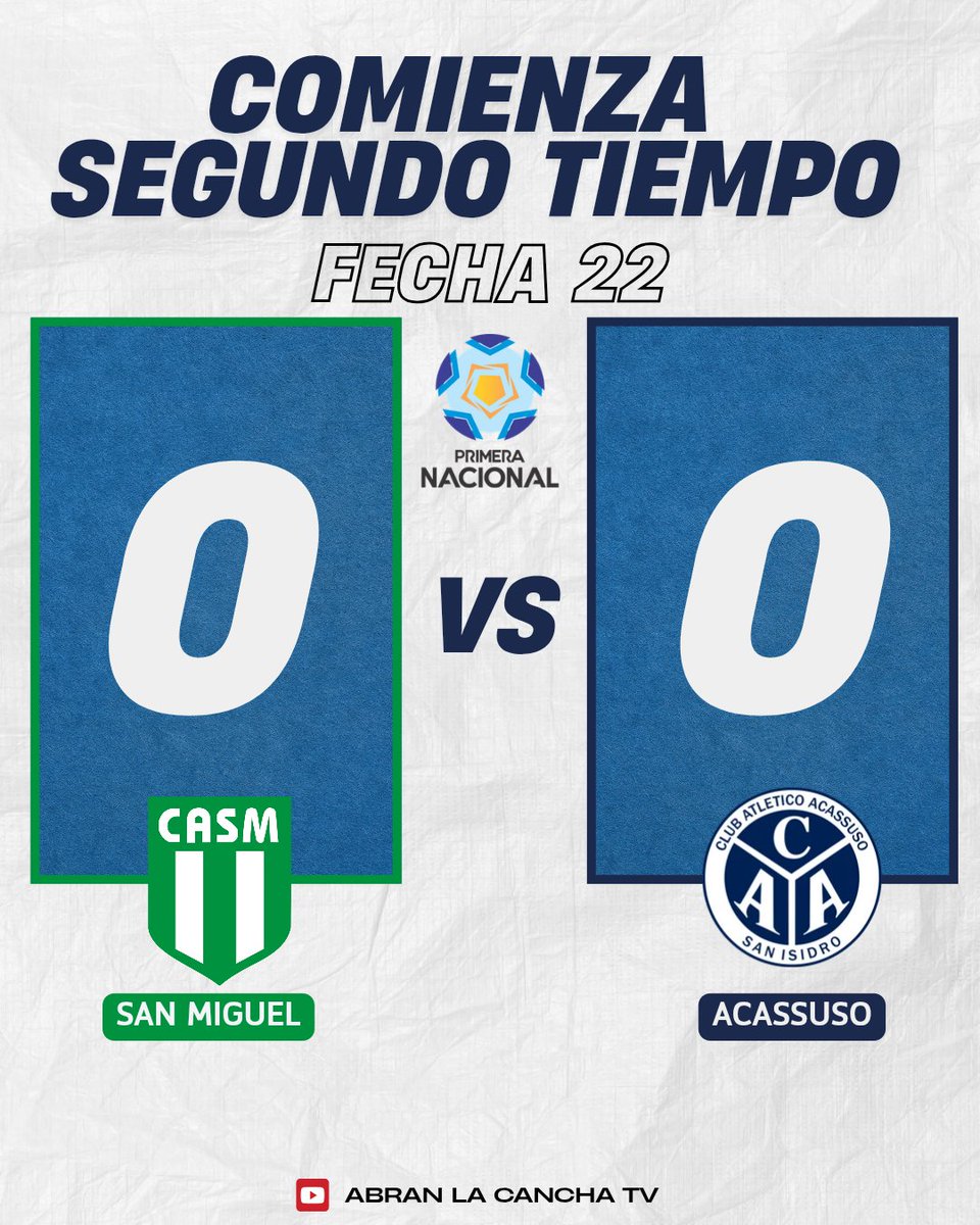 abranlacancha's tweet photo. 🗣Arranca el segundo tiempo. Ya juegan San Miguel 0 Acassuso 0 https://t.co/wDueh63X9c