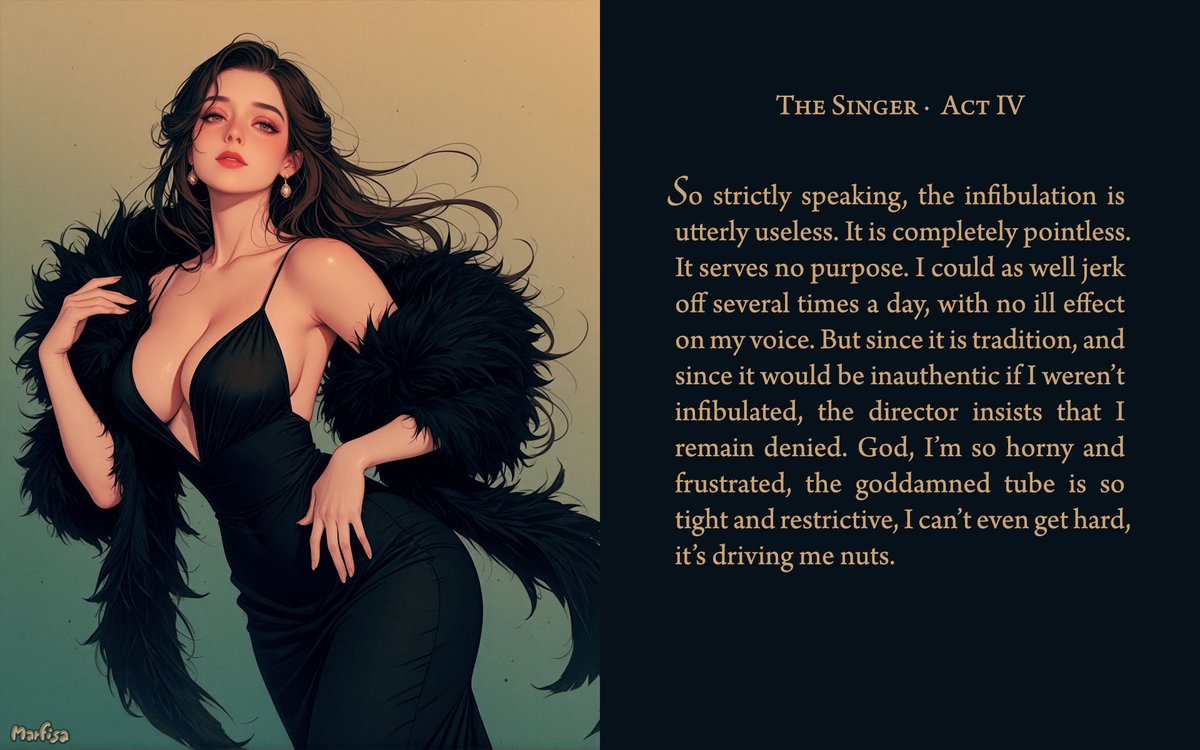 Marfisa18's tweet photo. “Singer 4-6 of 6”
#bigboobs #bigbreasts #caption #chastity #cleavage #chastitycage #chastitydevice #chastitycaption #singer #opera #operasinger #diva #sexslave #dickgirl #feminization #forcedfeminization #forcedfem #genderchange #classicalmusic #classicalsinger #fanservice https://t.co/Xgn9KzSZZS