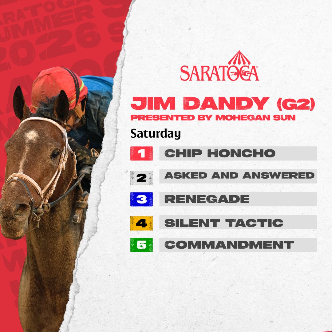 TheNYRA's tweet photo. The field is set for the Grade 2 Jim Dandy pres. by @MoheganSun! https://t.co/RGxXtZQpaq