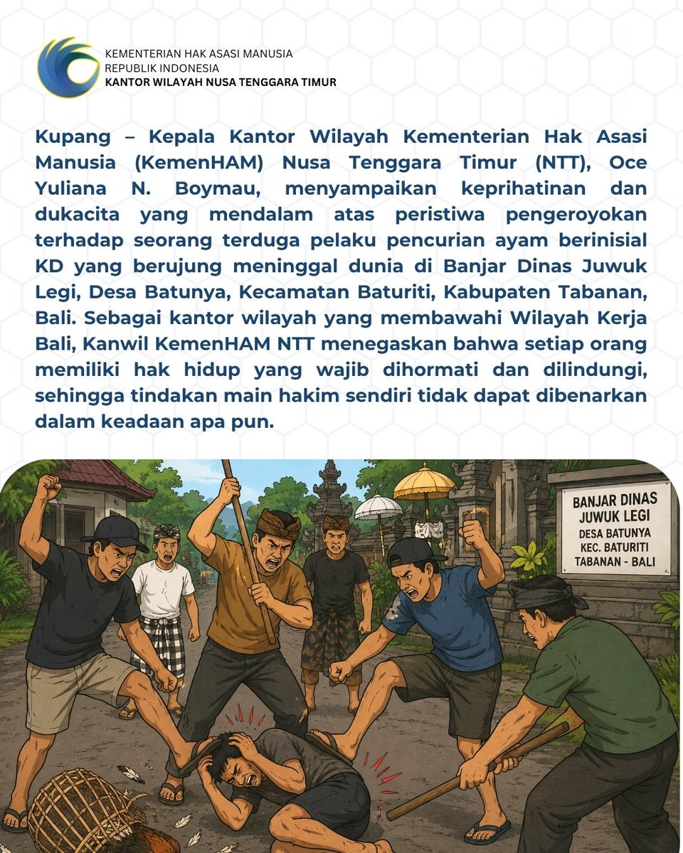 kemenhamntt's tweet photo. Kasus Pengeroyokan di Tabanan Jadi Sorotan KemenHAM NTT, Kakanwil Tegaskan Kekerasan Bukan Jalan Keluar
Selengkapnya:
https://t.co/AB5gTKRXDi https://t.co/66B1B50cTB