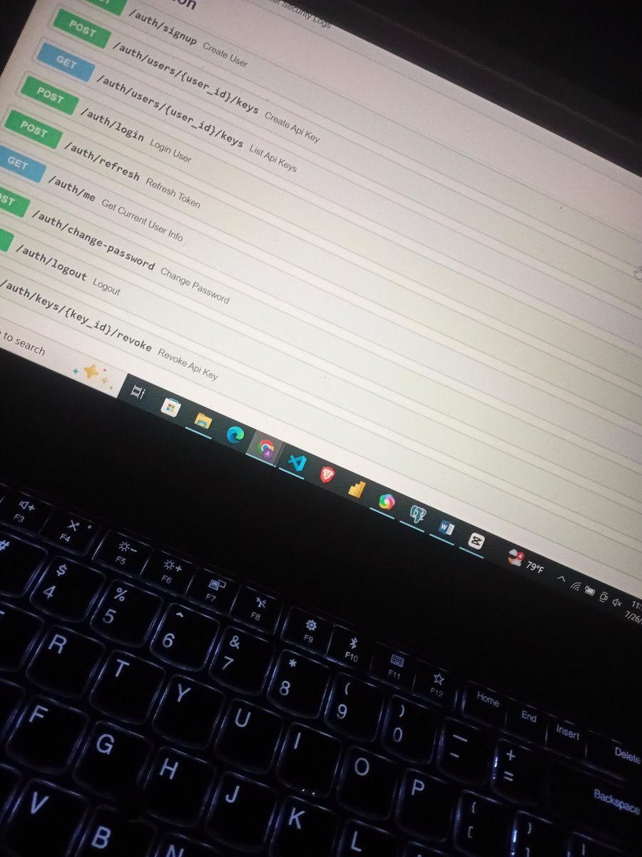 NullArchitect05's tweet photo. Shipped another big update to Sentinel_api  today 🚀

Authentication is now taking shape with JWT auth, API key management, Redis, PostgreSQL, and more. One step closer to a productionready backend.

Building in public. 💻#buildinpublic #fastapi #fullstackengineer https://t.co/5EmeydxIGk
