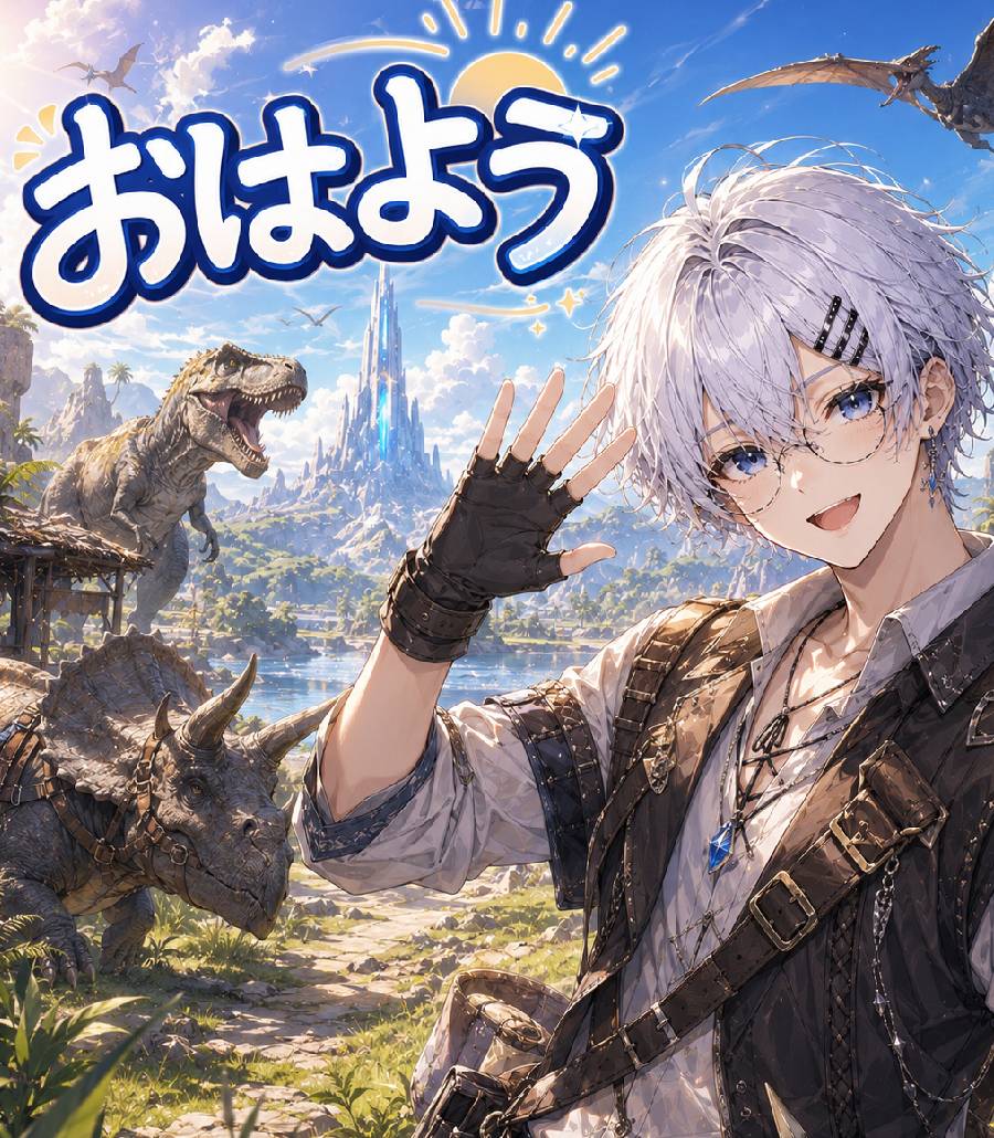 SoukenTurugi's tweet photo. 🦖おはよう🦕

昨日ARKひさびさにやってて
しかも、マルチで遊んでたからめちゃくちゃ楽しかった！

やばい
ハマってしまったよ

ということで
当分はARK配信になるかな？

一旦マイクラは休み
楽しすぎた。

#ARK 
#おはようVtuber https://t.co/SZaauVdFk6
