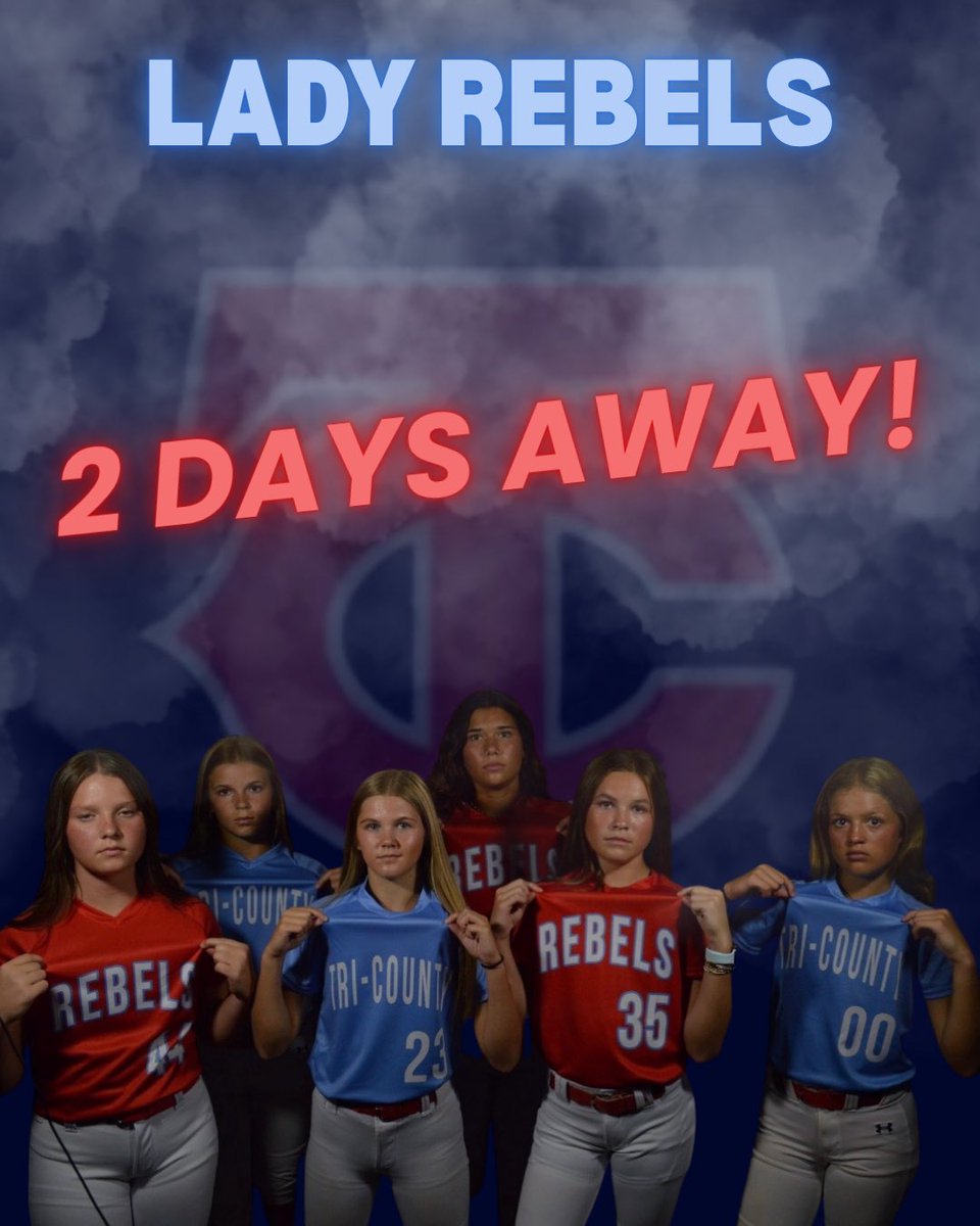 TCASoftball26's tweet photo. Opening Day is just 2 DAYS AWAY!! The Lady rebels will be on the road to East Rankin Tuesday, July 28! #rebelnation #whateverittakes https://t.co/21xoKf1tyb