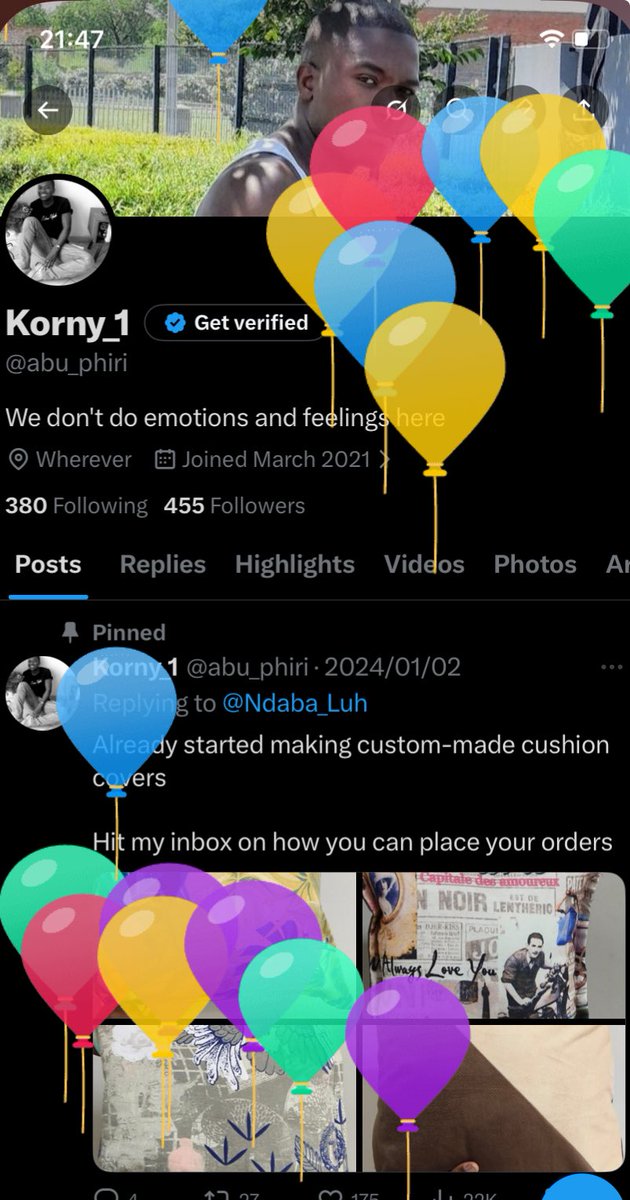 abu_phiri's tweet photo. Balloons on my page y’all https://t.co/N8Mwt5ilYs