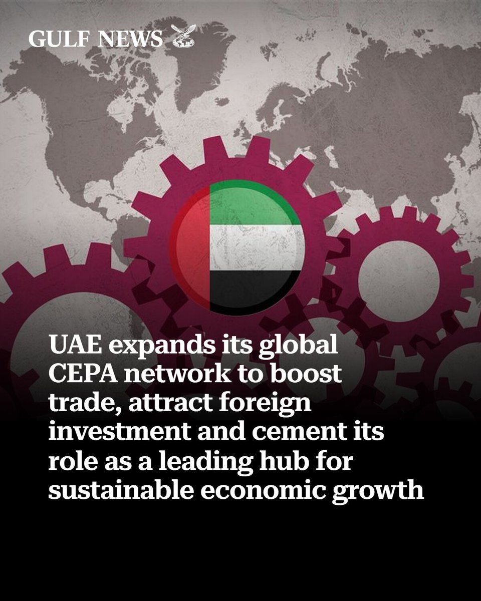 gulf_news's tweet photo. UAE expands its global CEPA network to boost trade, attract foreign investment and cement its role as a leading hub for sustainable economic growth.
https://t.co/tbFjJ5EzCp https://t.co/FI25y3y5Xo