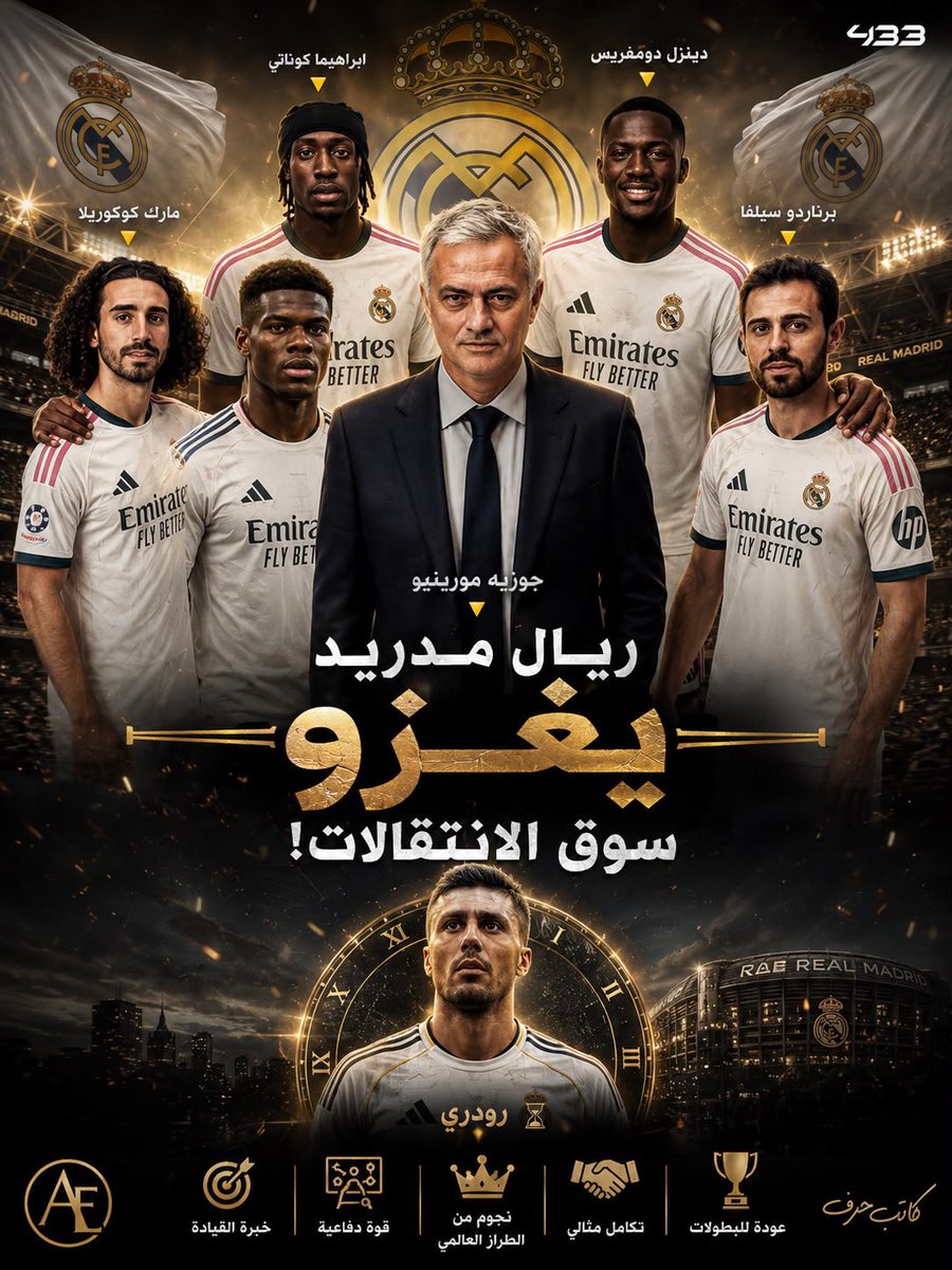 _LetterWriter_'s tweet photo. ريال مدريد يغزو سوق الانتقالات! 
✅ مارك كوكوريلا
✅ دينزل دومفريس 
✅ يان ديوماندي
✅ ابراهيما كوناتي
✅ برناردو سيلفا
✅ جوزيه مورينيو
⌛ رودري https://t.co/CGrX3NvXuo