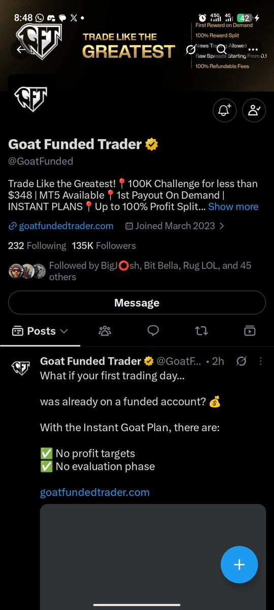 ade_bayof's tweet photo. @InvestorNnKay @GoatFunded @FiresideSWIN @EdwardXLreal @God_day__fx
@trad
@JABZ_FX
Done. ✅ Followed everyone, tagged 3 friends &amp; RT'd. As a disciplined trader, a $5K account would mean more focus on execution than worrying about capital. Appreciate this opportunity. 🙏 https://t.co/L1WONqBCe5