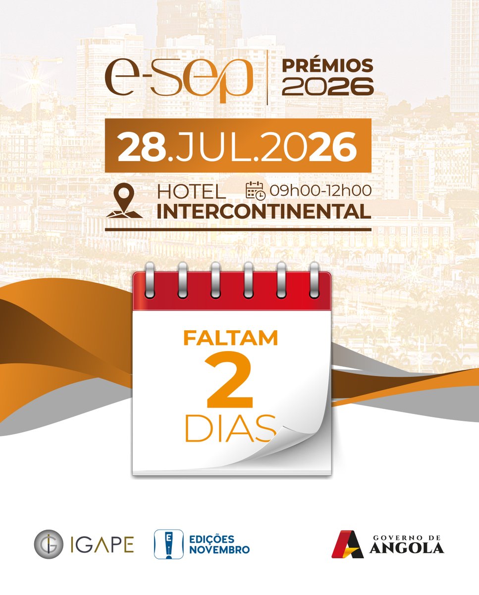 IGAPE_Angola's tweet photo. Faltam 2 dias!
Qual é o principal desafio das empresas públicas actualmente?
🔹 Sustentabilidade financeira
🔹 Eficiência operacional
🔹 Liderança e gestão
#ESEP2026 – Maior fórum de governação e desempenho do SEP.
#SEP #IGAPE #EmpresasPublicas #GovernacaoCorporativa #Angola https://t.co/vWJIJV4GGH