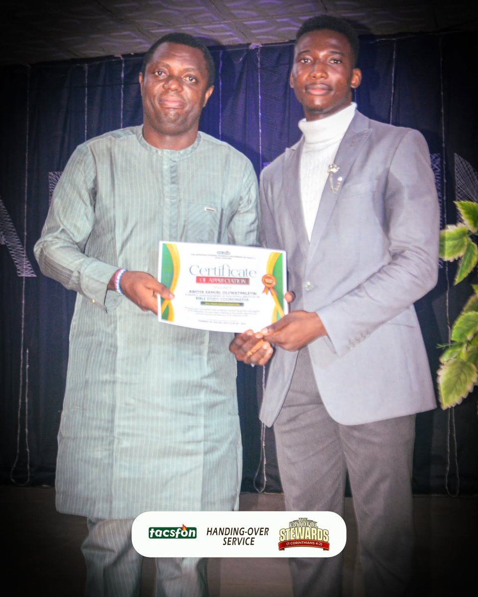 SamuelAwoya's tweet photo. A finished course! - The Path of Life

As I come to the end of my tenure as the Bible Study Coordinator of TACSFON FUTA, my heart is filled with profound gratitude and holy delight.

Thank you🤍,
It's a Privilege! https://t.co/bCQzHUtgxx