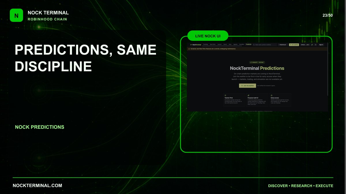 NockTerminal's tweet photo. Prediction markets belong in the same research mindset.

Clear probabilities, useful market context and direct execution without unnecessary steps. https://t.co/C4pYh1pejm