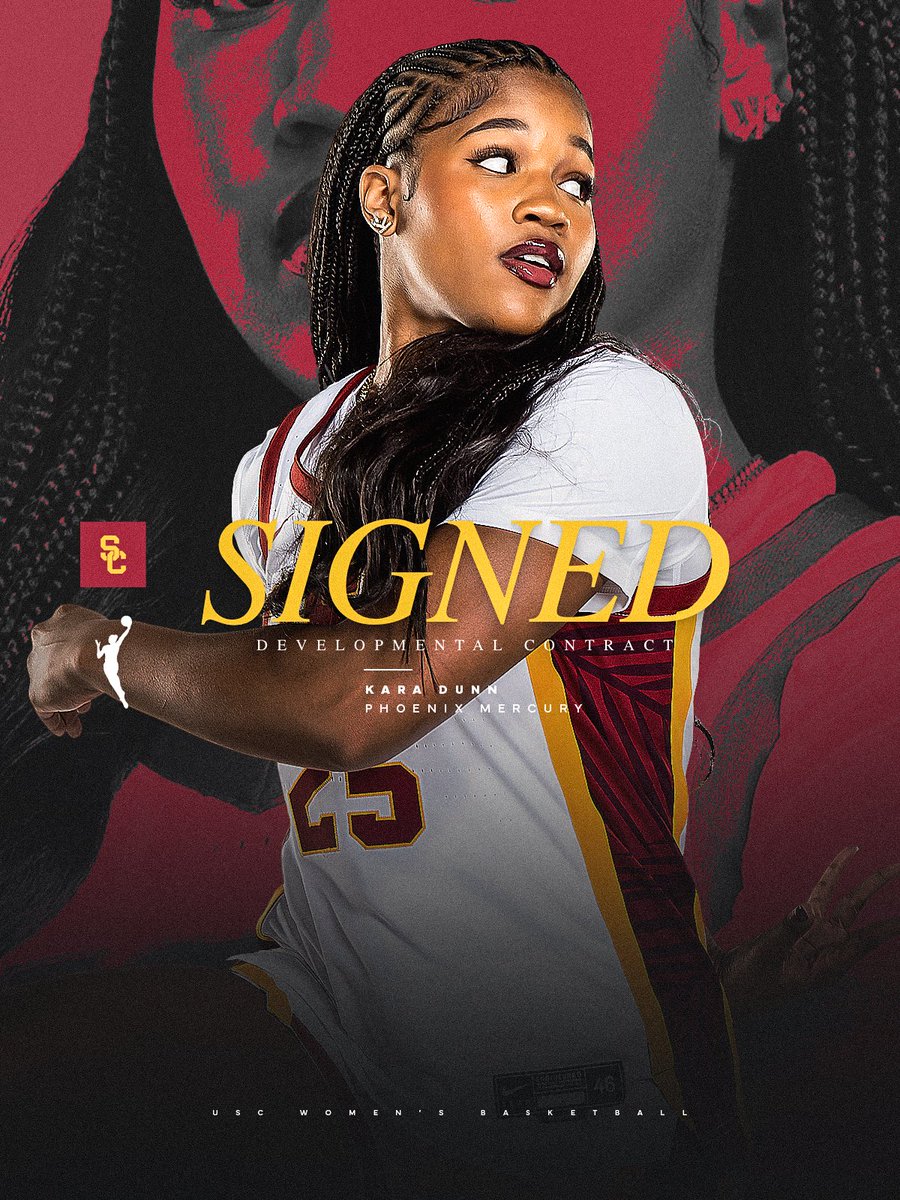 USCWBB's tweet photo. Let’s work KD ‼️

Kara Dunn has signed a developmental contract with the @PhoenixMercury ✌️ https://t.co/ZR6SyNTXTx