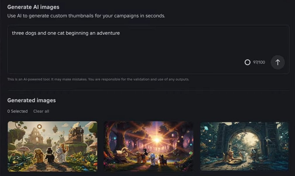 AREGames_Tweets's tweet photo. Roblox just released a game thumbnail generator with up to 100 prompts EVERY DAY for completely free!

Back in the day we had to pay big money for thumbnails and icons, is this a step in the right direction or contributing to slop on the platform? 

Although if everyone has a super flashy thumbnail for their game, how will people distinguish the higher quality ones from the others? 

An interesting prediction I have about this is that theres a lot of people who dont use it because it ultimately gets their game a worse rating.

Why you ask? Because the easier it is to generate a thumbnail based on imagination or creativity- and less on real game assets, in the eyes of the player it increases the expectation level they have for the game and downvote even more if it doesn't meet it.

Make sure that you're only putting content in the thumbnail that is actually in the game, otherwise you risk that occurring for you and getting a worse rating just because people feel like they got lied to.

Read here for more info on using the free Roblox AI thumbnail generator: https://t.co/rfiaeiGDxn

#Roblox #RobloxDev