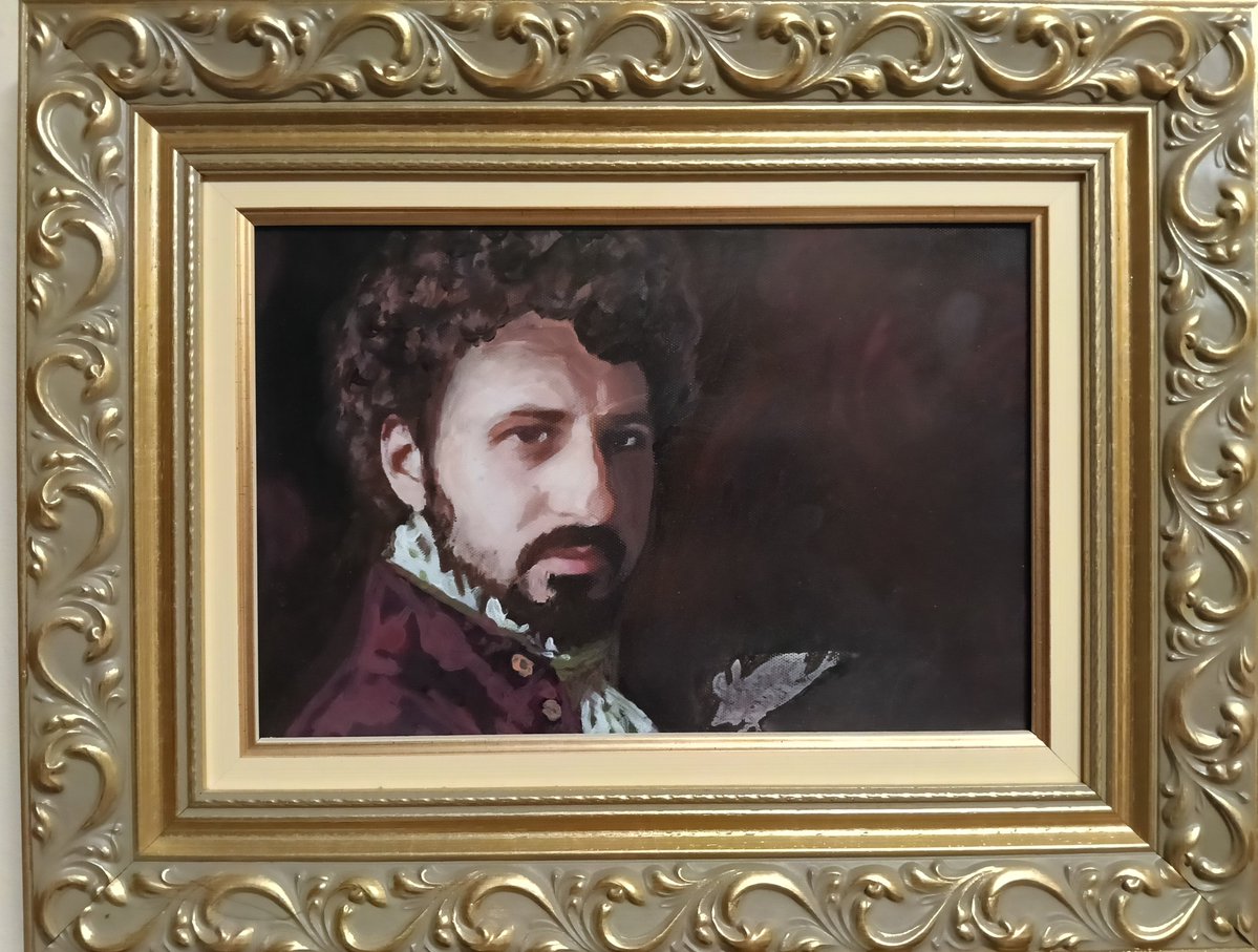 jericoh34's tweet photo. Autorretrato crudo. Acrilico 20x30 by A. Davide Ferraro 2024 https://t.co/yMD0ql3Yvv
