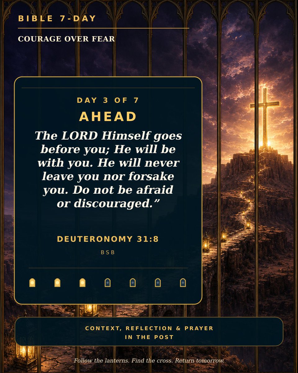 Bible7Day's tweet photo. Day 3 of 7 — AHEAD

Where do you need to trust that God has gone before you?

Today's Prayer: Lord, lead me forward and keep me from discouragement.

Tomorrow: TRUST.

#BibleVerse #Ahead https://t.co/36Fdy6K1WX