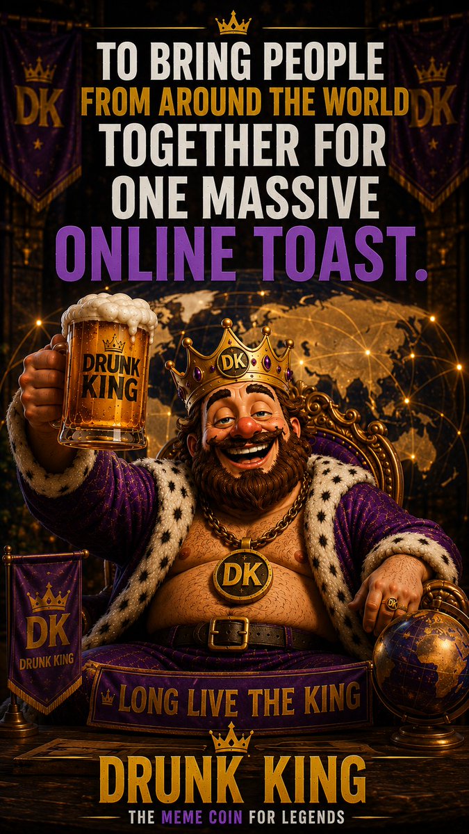 drunkkingcoin's tweet photo. @RonPull $DRUNK is still early, but we’re building a real community around the Drunk King story, rewards, merch and a future global toast event. 👑🍺
Come take a look before the crowd arrives.
CA: 7xhN87PMRRw3vcJKL8jKzDpaxnaSqS8Bjp5yA38pump https://t.co/A130GwymIA