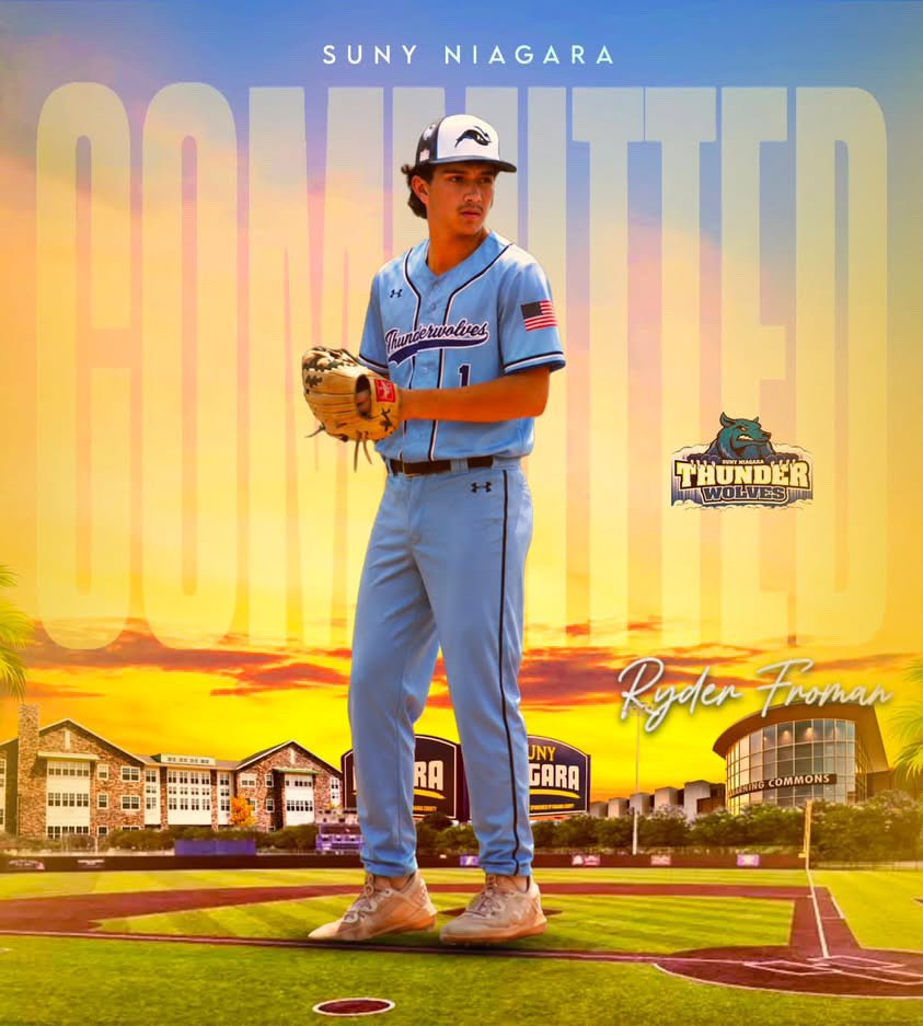 rfroman27's tweet photo. I am excited to announce my commitment to play college baseball at SUNY Niagara. Thank you to my family and friends for supporting me and helping me get here. Thank you coach Termine, Coach Taylor, Coach Gartland’s, Flip and Coach Clingersmith for this opportunity. 🐺🐺!! https://t.co/Sf7DsO7yE0