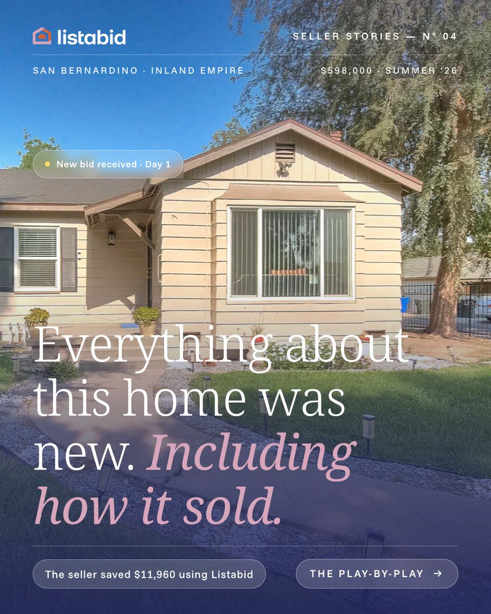 listabidre's tweet photo. Everything about this San Bernardino home was new. Including how it sold.

A 1946 bungalow rebuilt top to bottom — new roof, windows, HVAC, kitchen, baths

Bids came in as high as 3%. The winning bid came from Daniel Frajio — and $11,960 stayed in the sellers' pocket. https://t.co/NnF8FrIqdk