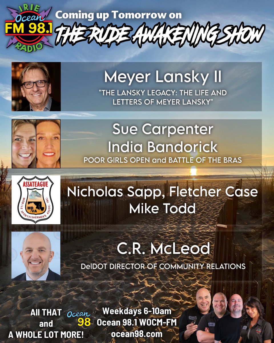 billfuhrer's tweet photo. Coming up tomorrow morning! https://t.co/iXA1f1iPJS #ocean98 #ocmd #bulldogsrudeawakeningshow #voiceofthecommunity #thankyouforlistening https://t.co/Xxi5JKG9u3