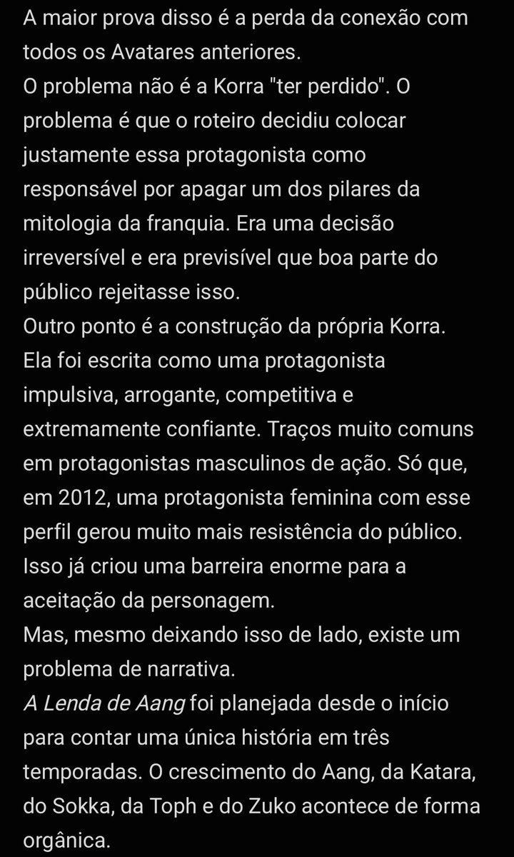 P3droHB_'s tweet photo. Minha contribuição pra essa discussão. Resumindo: Korra não é ruim, só é mal escrita. https://t.co/6jDwsmCavo