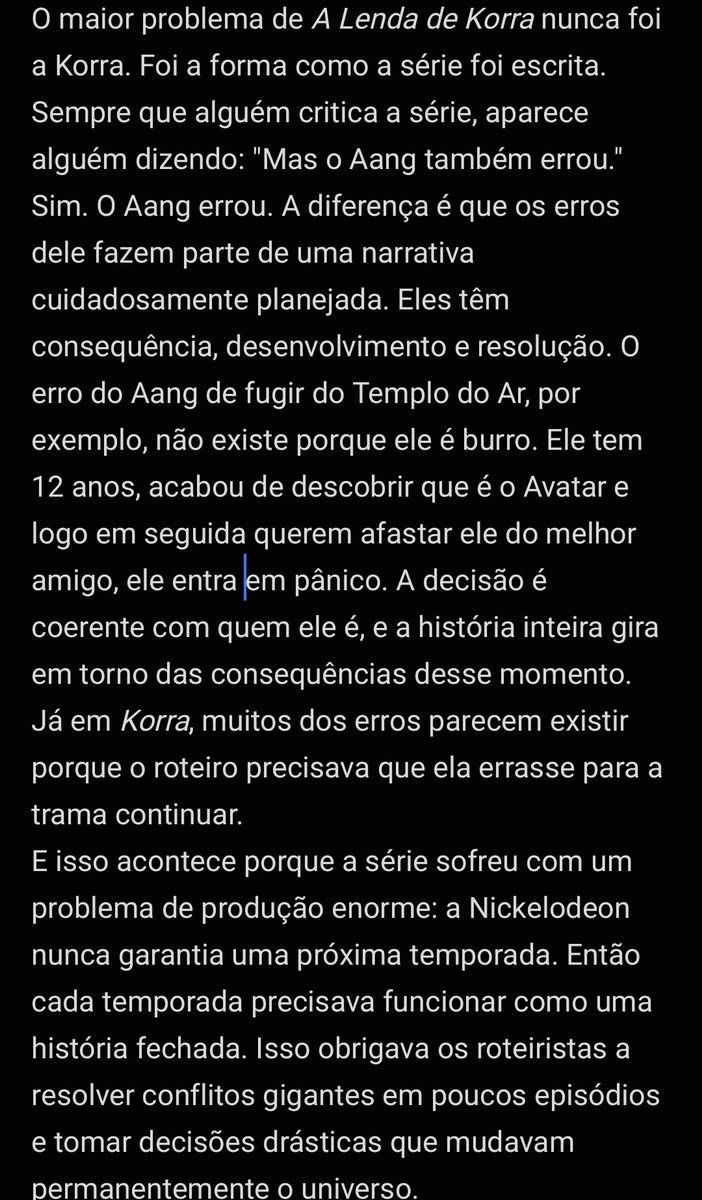 P3droHB_'s tweet photo. Minha contribuição pra essa discussão. Resumindo: Korra não é ruim, só é mal escrita. https://t.co/6jDwsmCavo