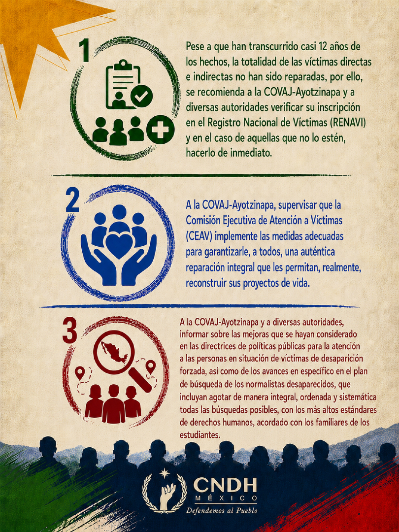 CNDH's tweet photo. Con la #Recomendación 208VG/2026 acreditamos hechos y planteamos acciones para avanzar hacia la verdad, la justicia y la reparación para las víctimas.
#DefendemosAlPueblo https://t.co/WZ8cencpj2