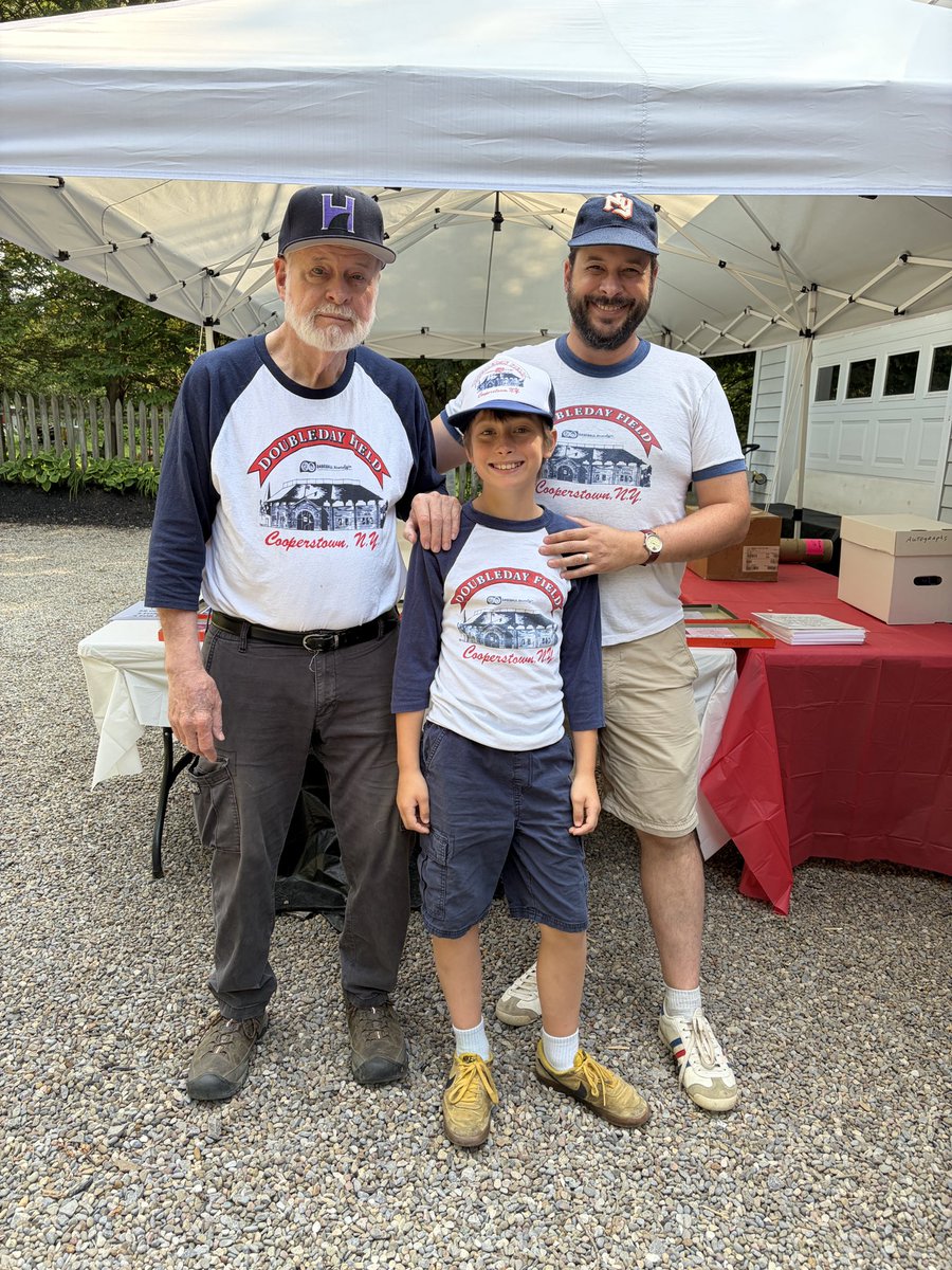 OtsegoCommish's tweet photo. Three generations of #BaseballNostalgia
@OtsegoCommish and son in vintage originals and @1974BBN in the new reproduction Doubleday Field shirt https://t.co/XKyPE3Lg8x