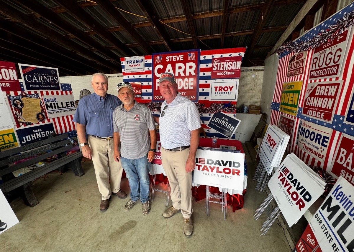 davetaylorOH's tweet photo. Charity and I had a great time at the Perry County Fair yesterday! Loved getting out to meet so many incredible folks across the community. 🎡🇺🇸

Special thanks to Commissioners Scott Owen, Chase Bennett, and Ben Carpenter, GOP Chairman Kent Cannon, Auditor Derek Householder, Ohio State Central Committee member Gary Cates, and State Rep Mark Johnson!

And a huge shoutout to Hunter Barrera for taking home both Grand Champion AND Reserve Grand Champion Lamb awards this year! Incredible work! 👏

#perrycountyohio #davidtaylorforcongress #Ohio #ohio02