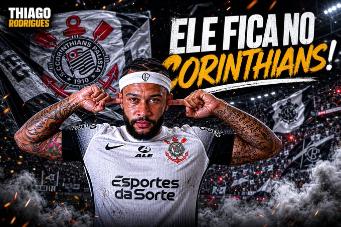 thiagopress's tweet photo. 🚨 EXCLUSIVO! Corinthians e Memphis Depay acertaram os últimos detalhes para a renovação de contrato. O novo vínculo terá duração de dois anos, com possibilidade de prorrogação por mais uma temporada caso metas estabelecidas sejam atingidas.

Marcelo Paz foi o principal responsável por viabilizar a renovação, que antes era tratada como praticamente impossível. O neerlandês concordou em reduzir seu salário, enquanto a dívida de pouco mais de R$ 40 milhões será diluída ao longo do novo contrato.

Memphis retorna ao Brasil no início desta semana para assinar a renovação e voltar aos treinos. O atacante pode ficar à disposição para o jogo de domingo, contra o Internacional, pela Copa do Brasil.

O departamento de marketing do Corinthians já foi acionado para preparar o anúncio oficial da permanência de Memphis Depay. A divulgação deve acontecer entre segunda e terça-feira.

Quem me acompanha sempre soube qual era a realidade: a vontade de Memphis sempre foi permanecer no Brasil. Enquanto muitos cravavam sua saída, eu mantive vocês informados sobre o que realmente acontecia nos bastidores.

E nada de café... aqui é Coca-Cola, cacete!