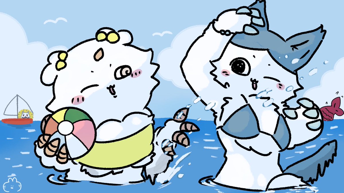 komukomu2525's tweet photo. おはようございます☀
海水浴を楽しむ子たちでも見て涼んでください
#ちいかわファンアート https://t.co/gGs9fsDBvh