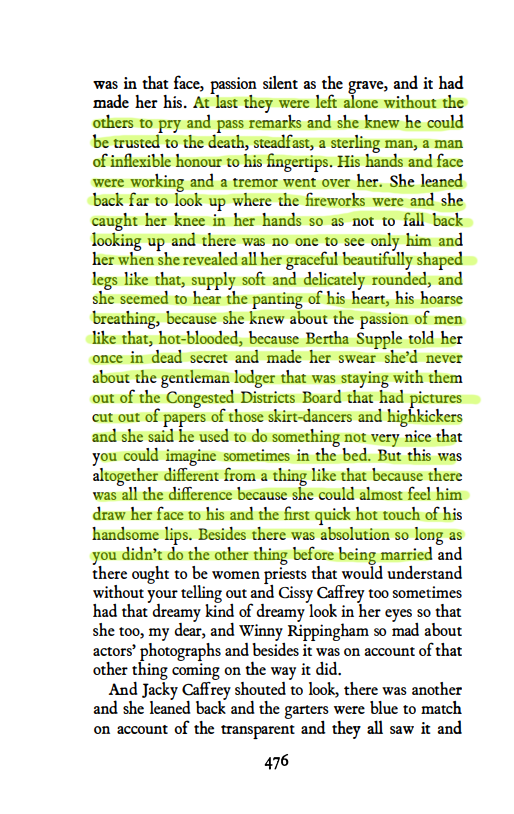 Gubernyia's tweet photo. "Ulysses" by James Joyce - Episode 13, "Nausicaa"

Leopold Bloom masturbates on the rocky beach, aided by a flirtatious, limp-legged girl who romanticizes their encounter. Once done, he realizes her affliction and pities her for being left on the shelf. https://t.co/m6tBmaa1oX