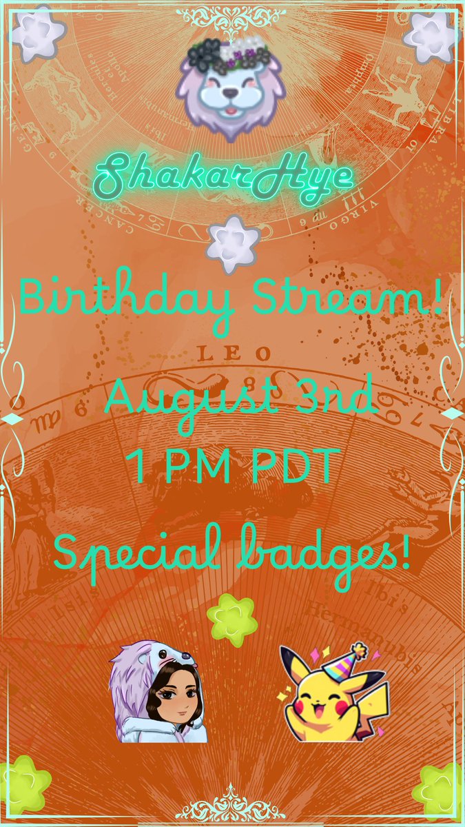ShakarHye's tweet photo. Hey gamers! Heads up, no streams this week. I will be having a staycation for my birthday week. Birthday stream will be Tue 8/3/2026 1:00 PM. A longer stream with shiny hunts, special badge drops only for that day &amp; stream! Hope to see you all soon!! 🥰 https://t.co/SDJIcxueuA