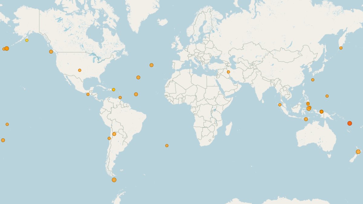NewEarthquake's tweet photo. Weekly Earthquake Recap

📊 M 5+ earthquakes: 36
💥 Largest: M 6.0 - 82 km W of Sola, Vanuatu
⬆️ Shallowest: 5 km, M 4.9 - 93 km SSE of Akhiok, Alaska
⬇️ Deepest: 197 km, M 5.4 - 47 km WNW of San Antonio de los Cobres, Argentina https://t.co/qmotp72VSV